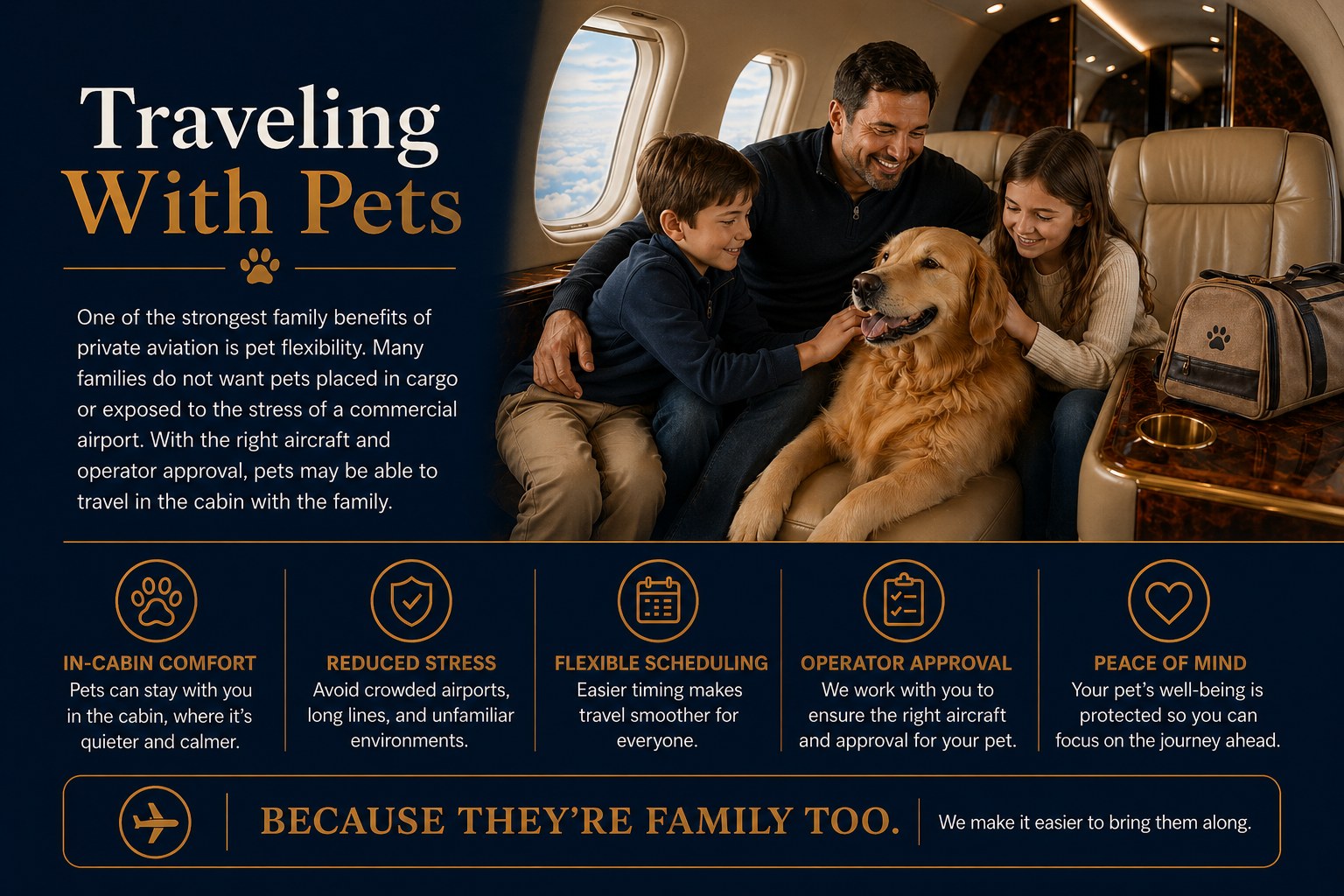 Private jet travel with family comfort and control