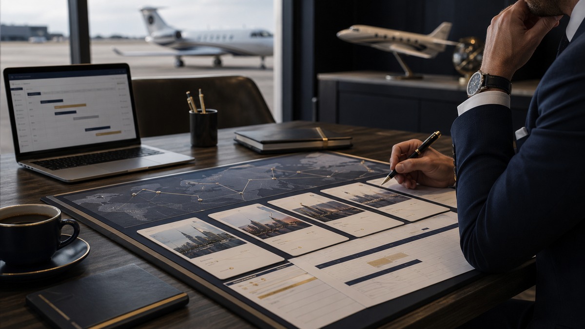 Executive travel schedule used to compare private jet charter and ownership needs