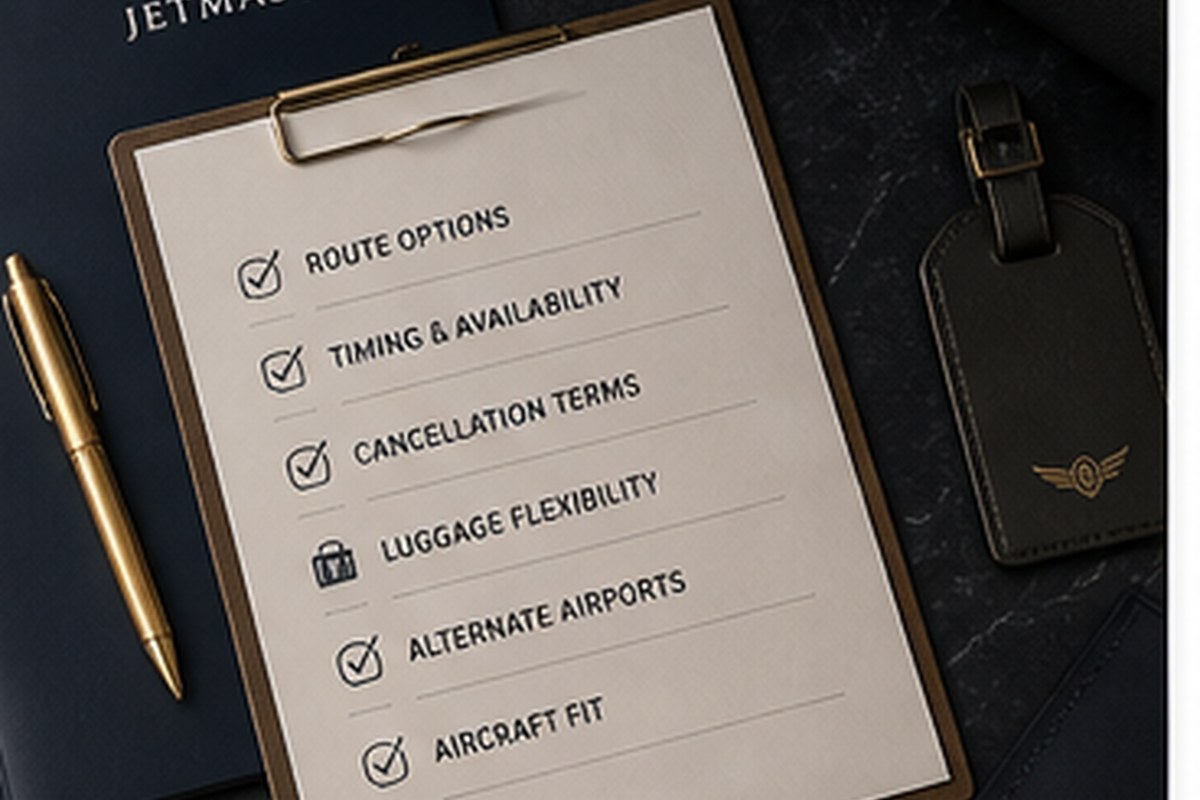 Empty leg flight checklist before accepting a private jet deal