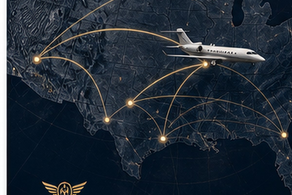 Empty leg flights USA route map with private jet repositioning paths