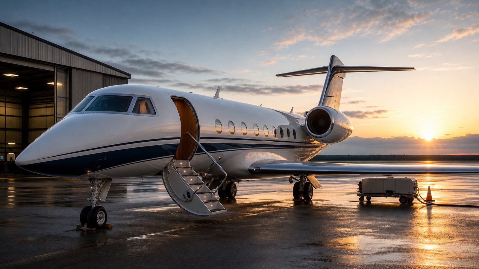 Private jet positioned on an FBO ramp for aircraft availability planning