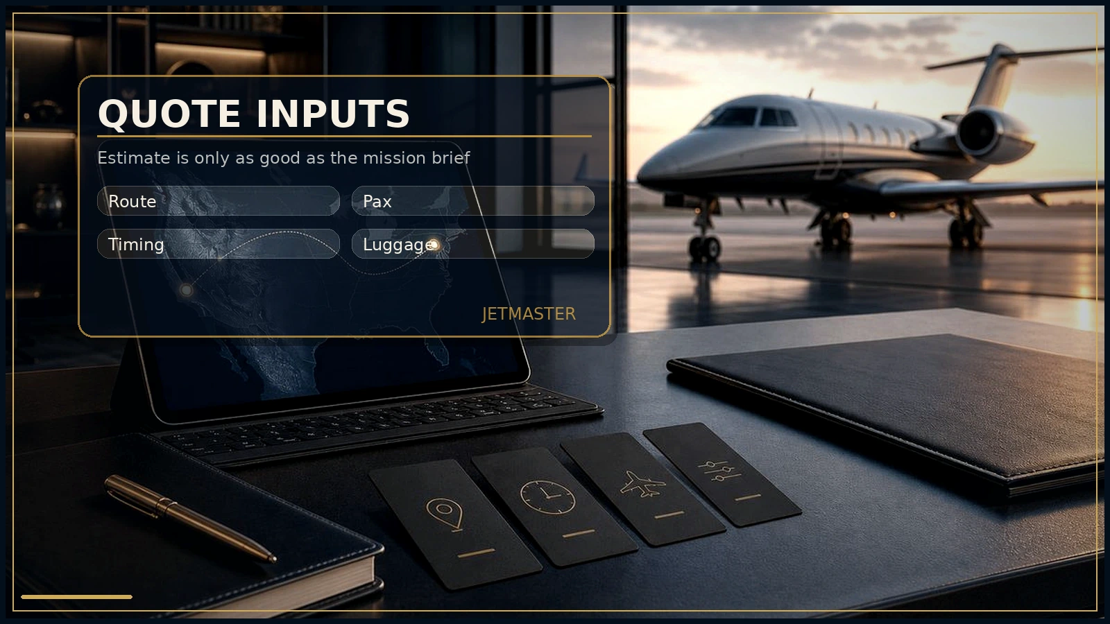 private jet charter cost calculator quote inputs dashboard