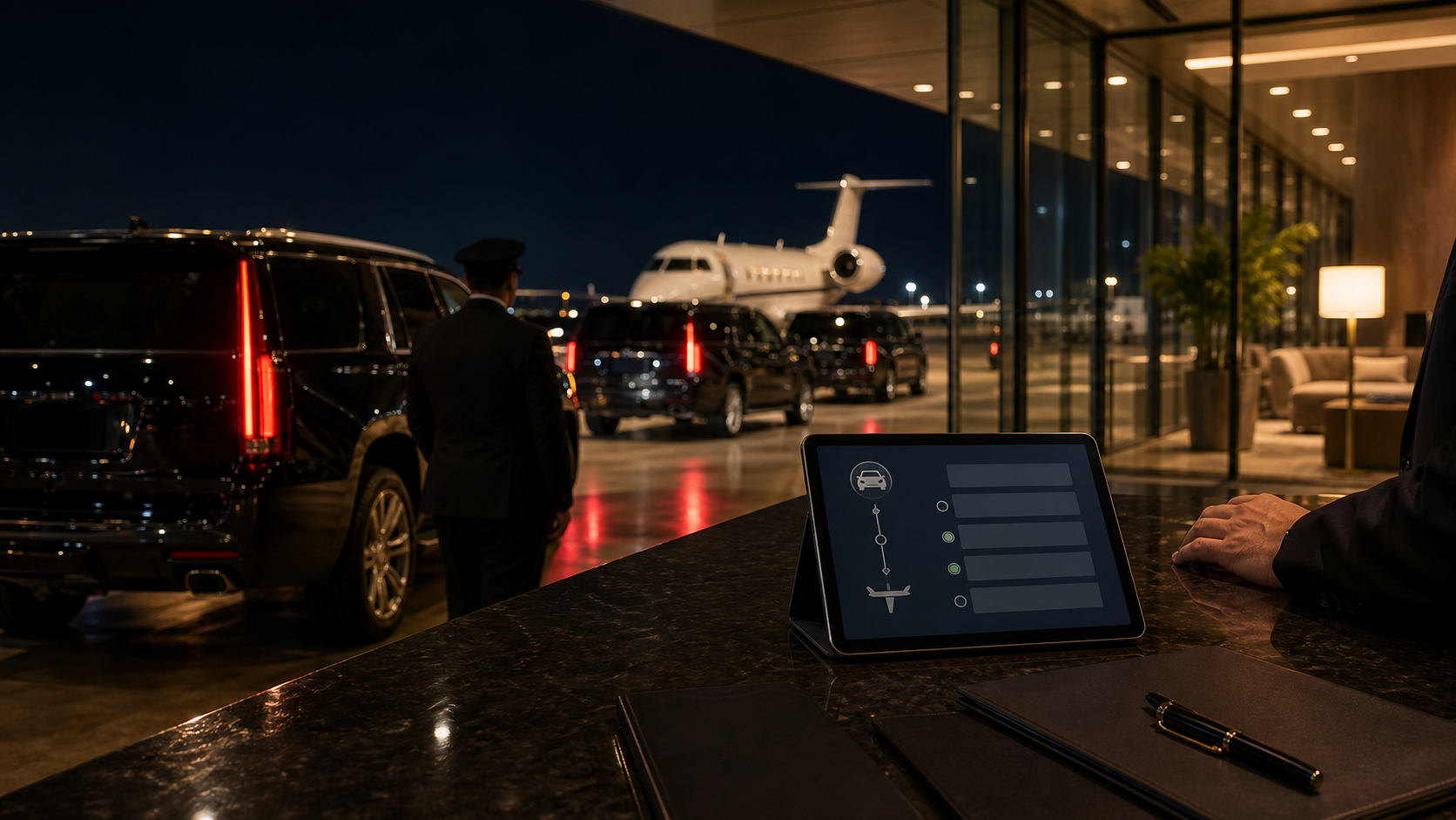 Private aviation operations room monitoring ATC flow after a major event