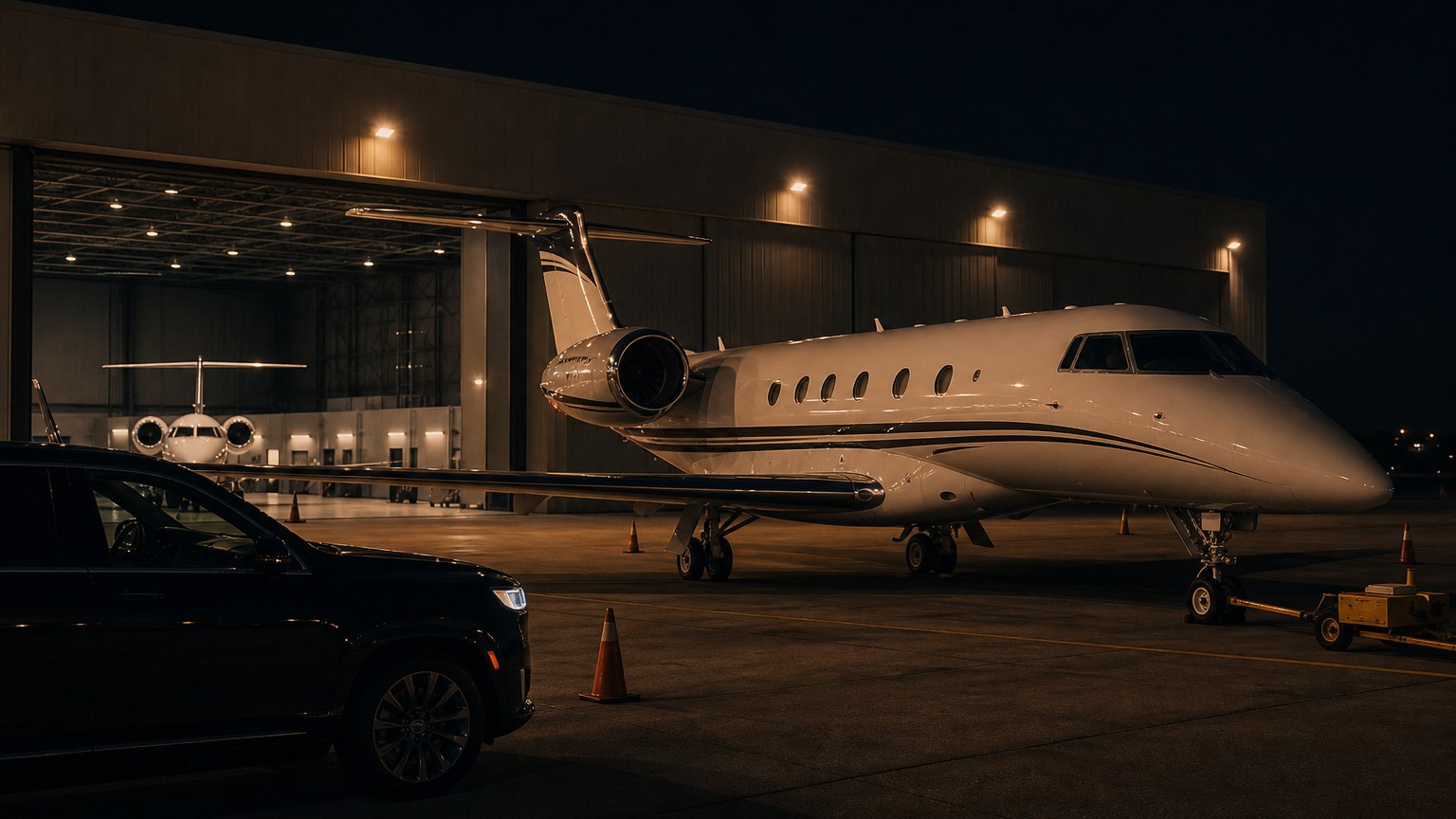 Private jet technical stop and fuel planning on the ramp