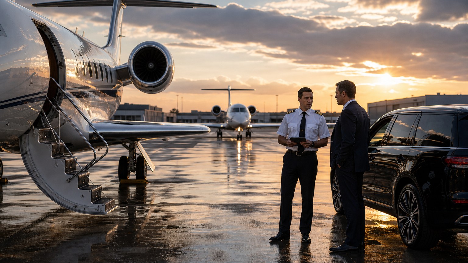 Substitute private jet arriving during a mechanical recovery plan