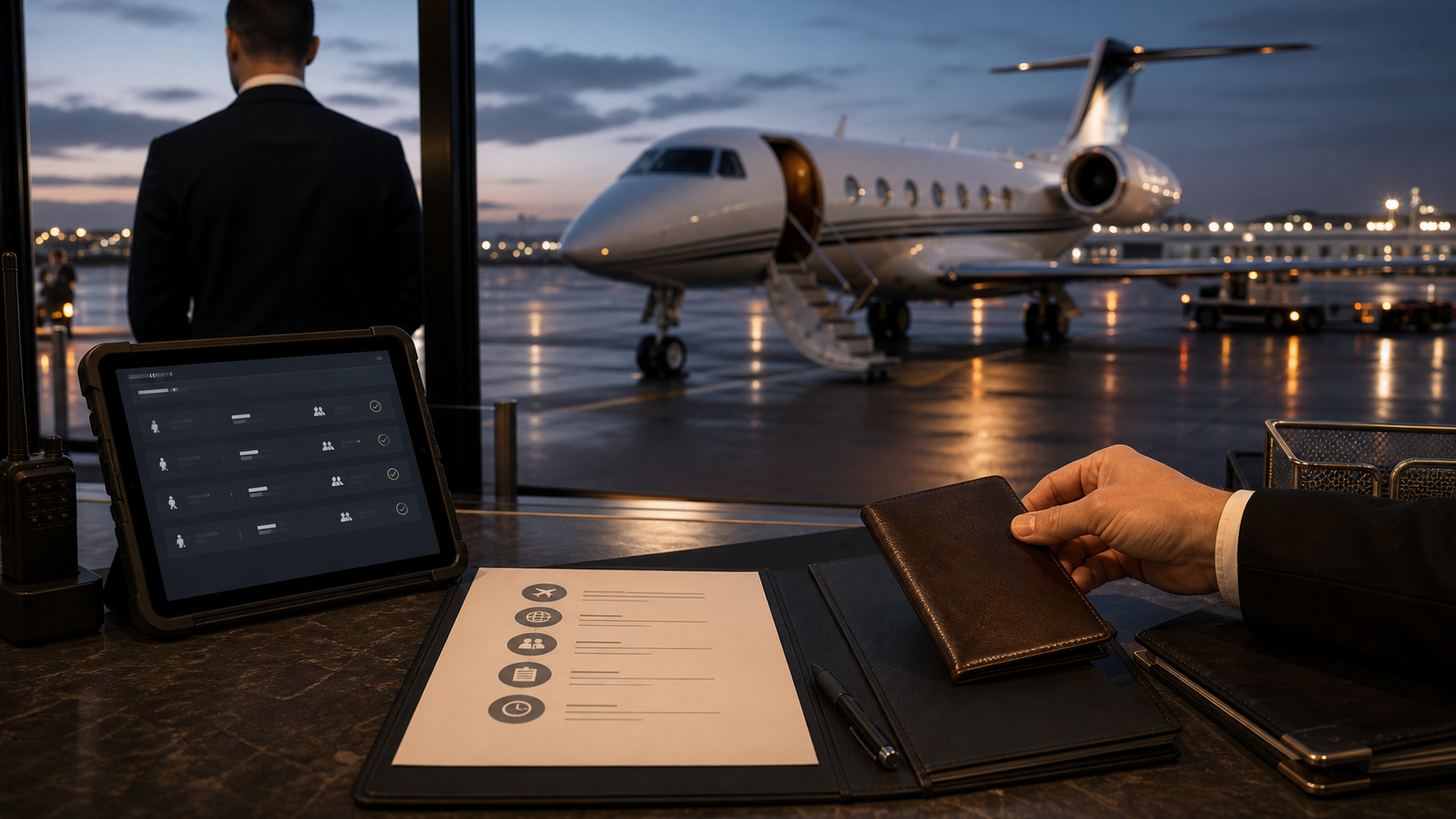 Private jet wait versus repositioning plan on an FBO route map
