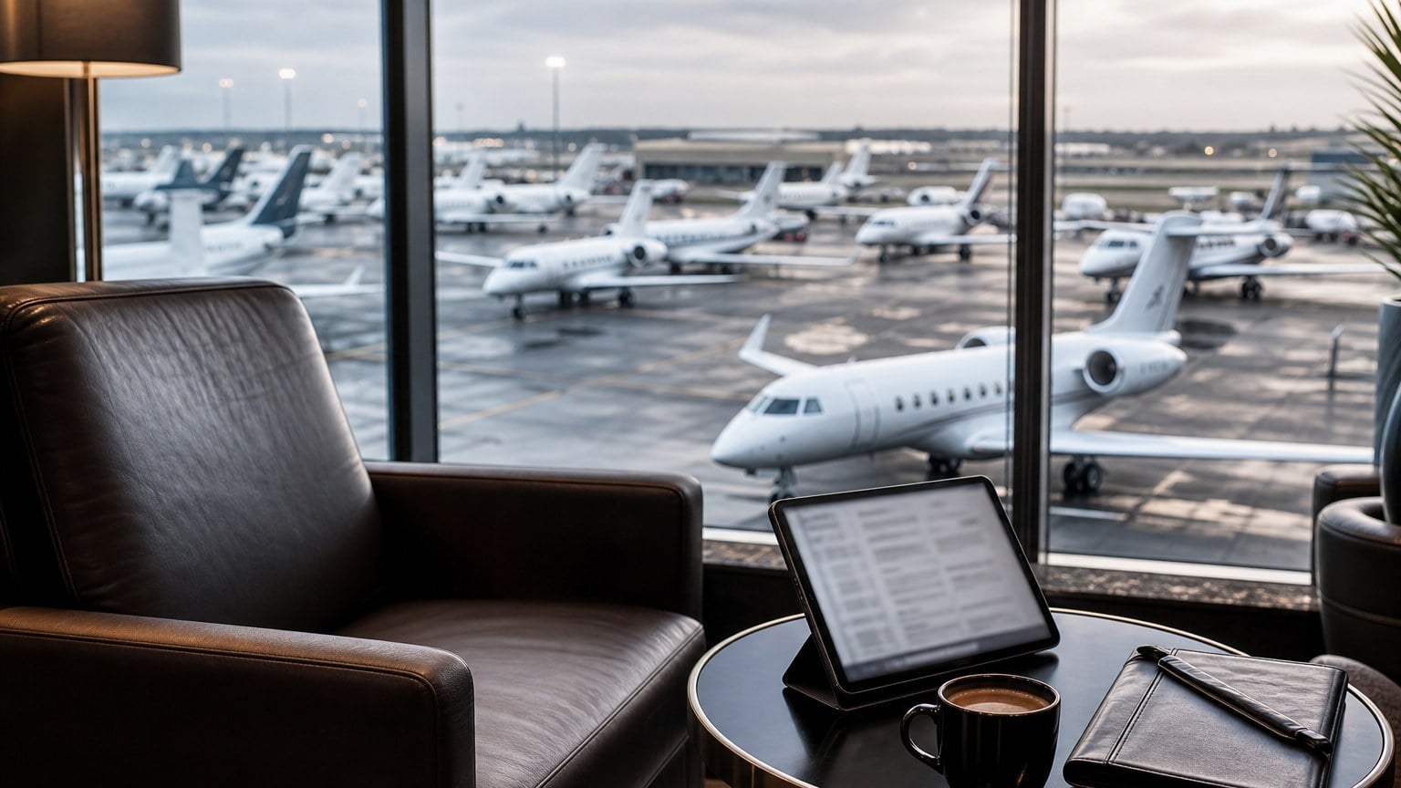 Private jet repositioning at dusk after parking limits change a charter plan